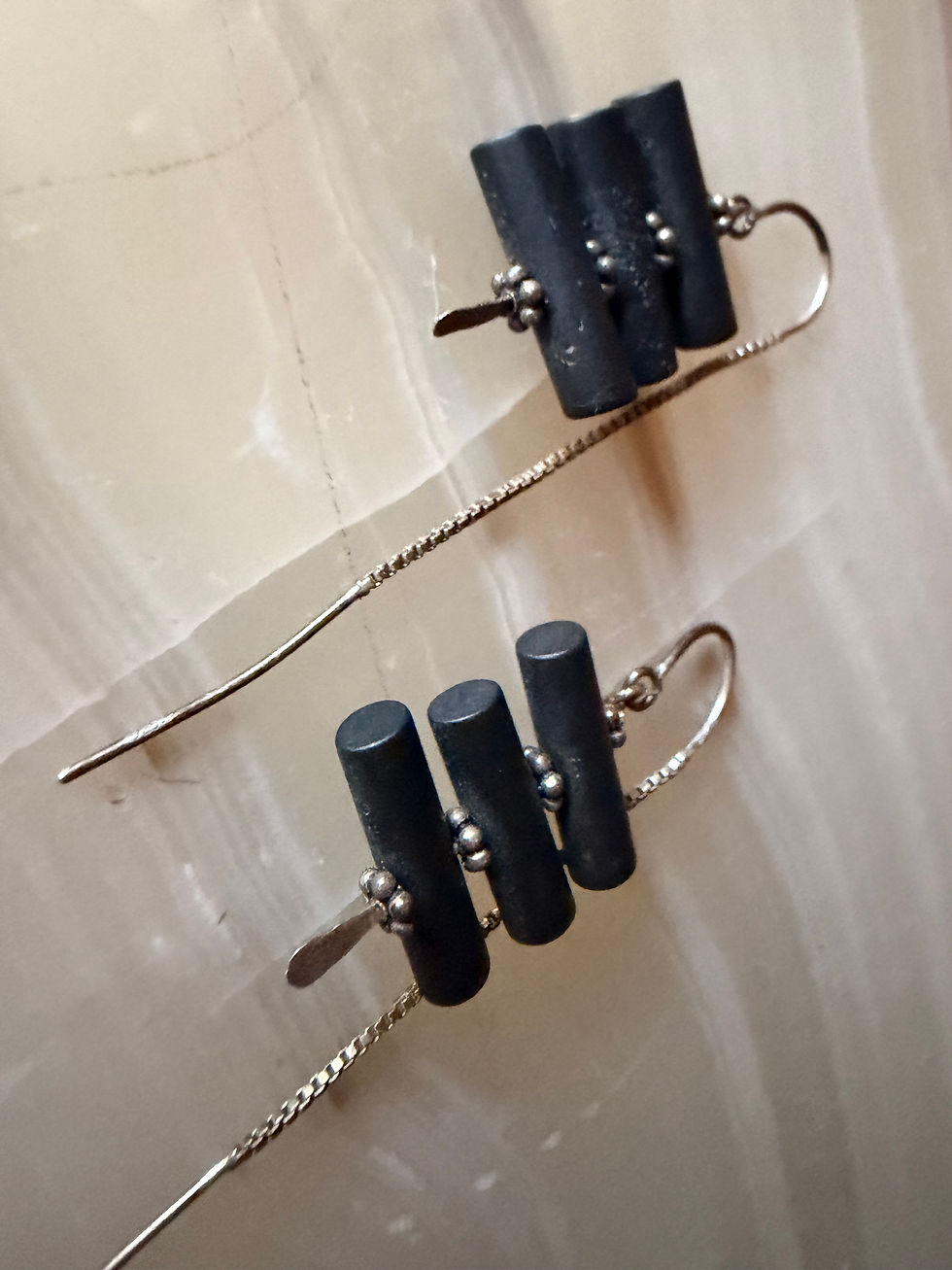 Thumbnail: Triple black onyx earrings 