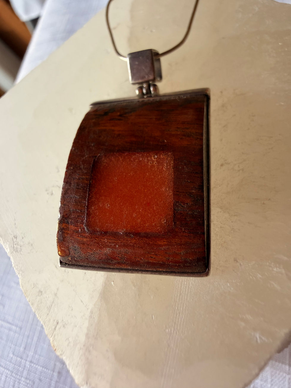 Thumbnail: Rectangular rosewood and resin pendant 