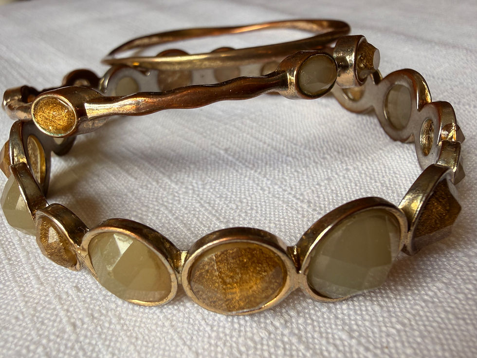 Thumbnail: Set of 3 vintage bangles with citrine and tigers eye 
