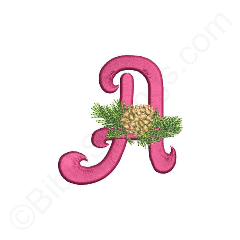 Thumbnail: Christmas pine-cone alphabet machine embroidery fonts
