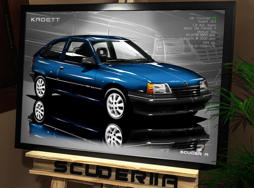 Miniatura: QUADRO POSTER CHEVROLET KADETT GLS PERSPECTIVE A2  CARRO SCUDERIIA