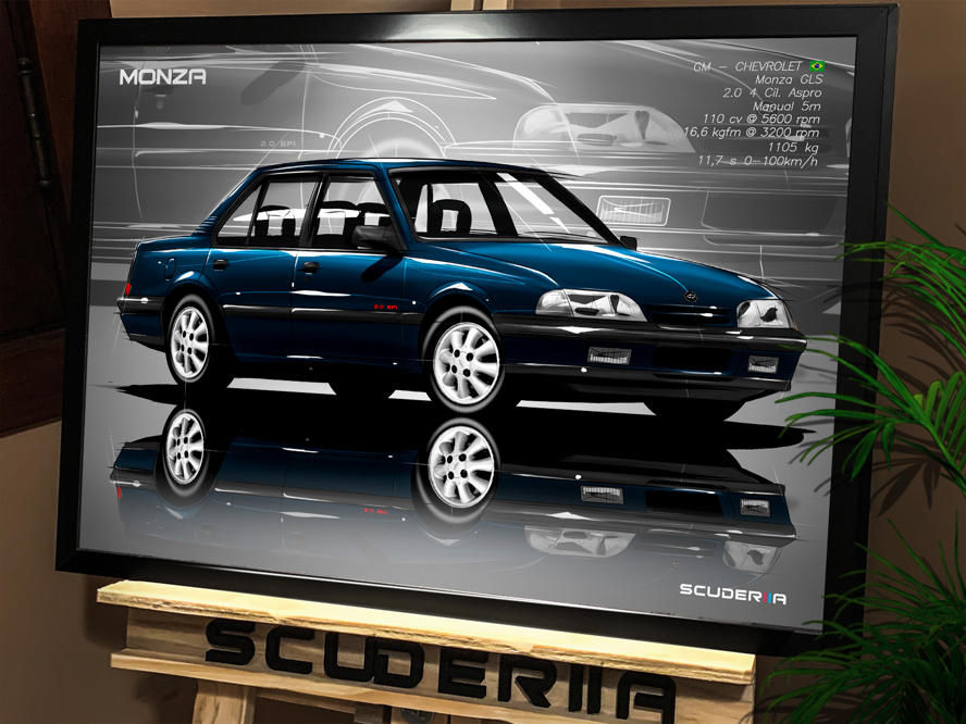 Miniatura: QUADRO POSTER CHEVROLET MONZA GLS 2.0 EFI G2 92-94- PERSPECTIVE TUBARÃO