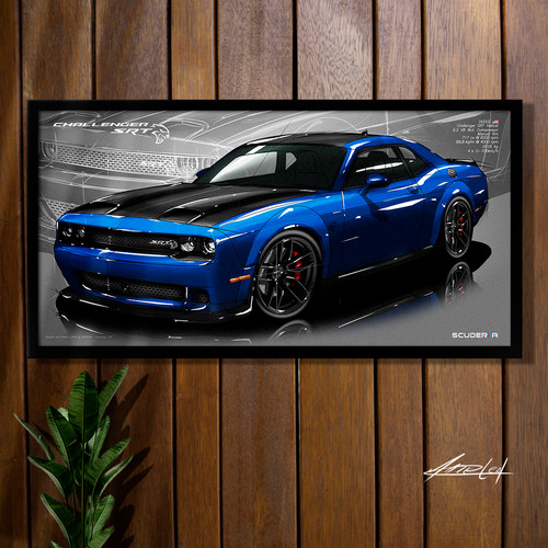 QUADRO DECORATIVO DODGE CHALLENGER HELLCAT SRT WIDEBODY