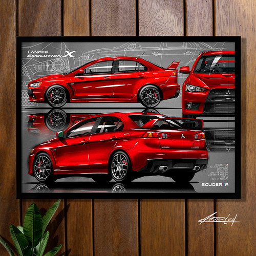QUADRO DECORATIVO MITSUBISHI LANCER EVOLUTION X - COMPOSITION I
