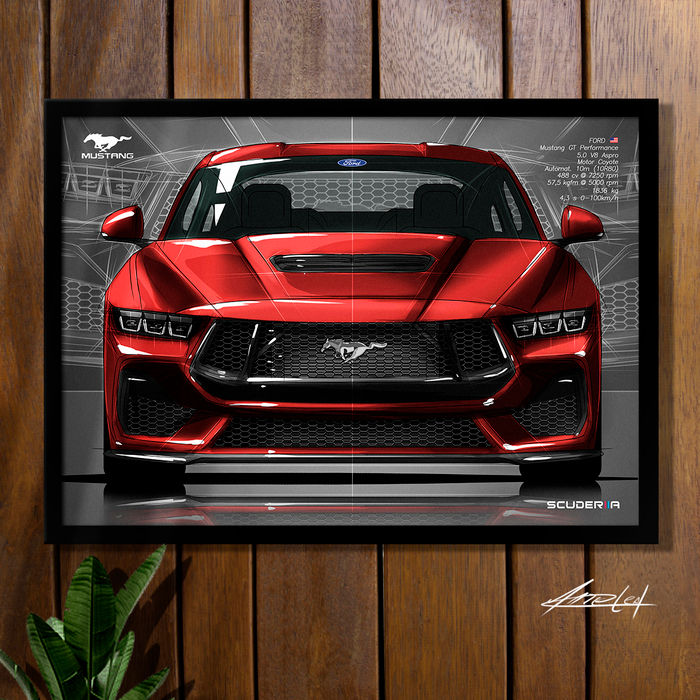 Thumbnail: QUADRO DECORATIVO FORD MUSTANG GT PERFORMANCE V8 2024+ - DIANTEIRA