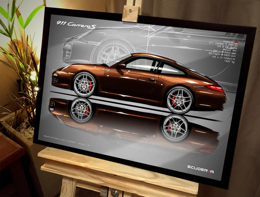 Thumbnail: QUADRO POSTER PORSCHE 911 CARRERA S 997.2 SIDE STREET