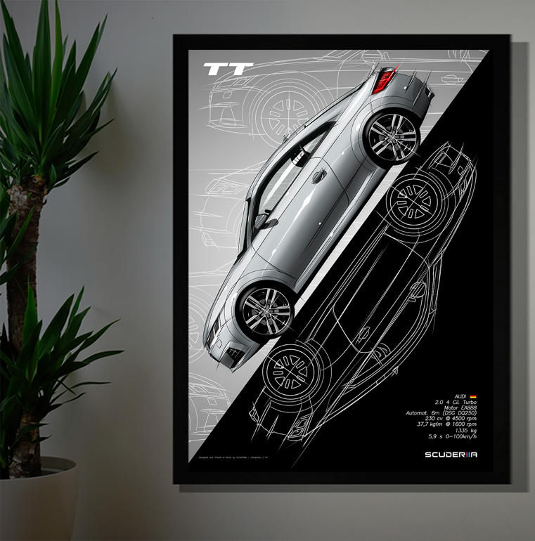 Miniatura: QUADRO POSTER AUDI TT AMBITION 2.0 TFSi MK3 2015+ - GRADIENT STREET