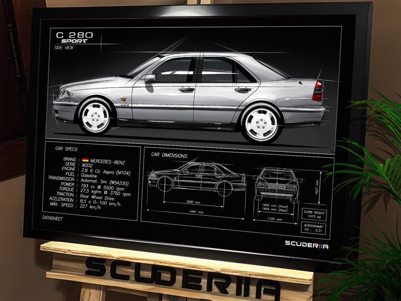 Miniatura: QUADRO DECORATIVO MERCEDES-BENZ C 280 SPORT 2.8 6 Cil 193 cv (W202) - DATA SHEET