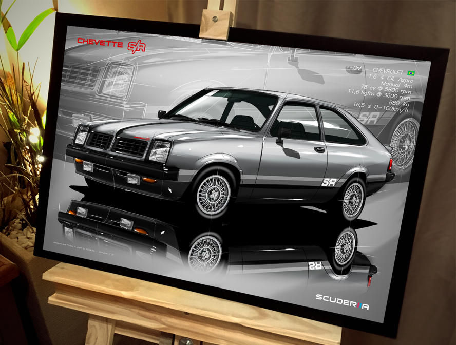 Miniatura: QUADRO POSTER CHEVROLET CHEVETTE SR 1.6 OHC HATCH (PONTIAC) - PERSPECTIVE
