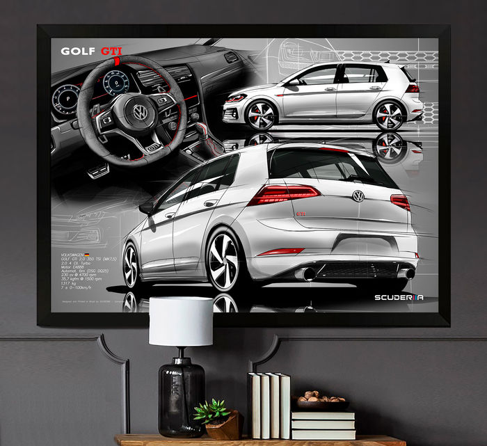 Miniatura: QUADRO DECORATIVO VOLKSWAGEN GOLF GTI 2.0 TSi (MK7,5) -COMPOSITION II