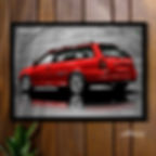 QUADRO DECORATIVO VOLKSWAGEN PARATI GLS 2.0 8v AP (G2) - PERSPECTIVA TRASEIRA POSTER DE CARRO DESENHO ARTE SCUDERIIA
