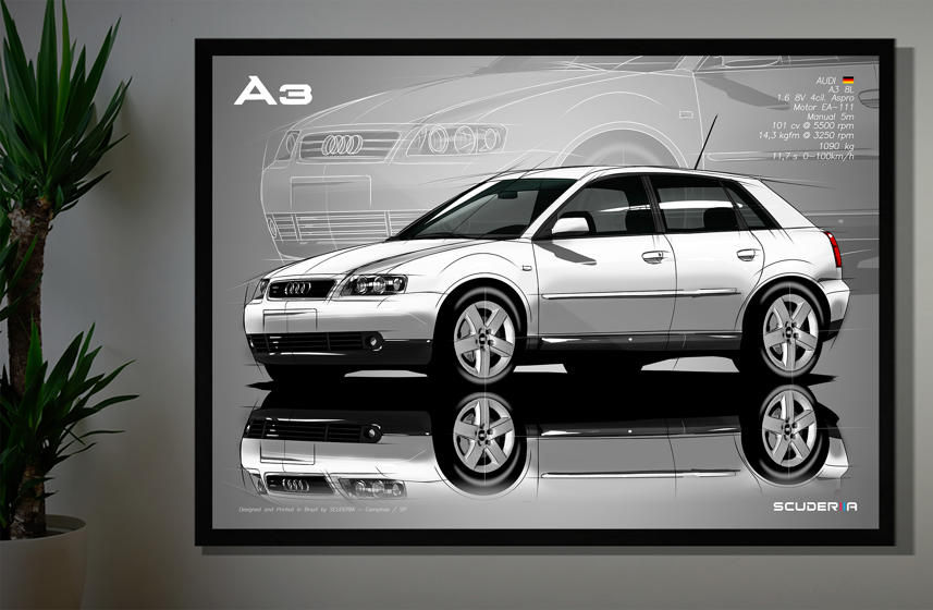 Miniatura: QUADRO DECORATIVO AUDI A3 4P 1.6 (8L) - PERSPECTIVE