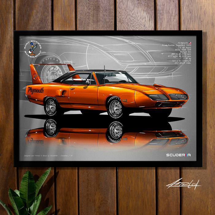 Miniatura: QUADRO DECORATIVO PLYMOUTH ROADRUNNER SUPERBIRD 1970 V8 - PERSPECTIVE MUSCLECAR