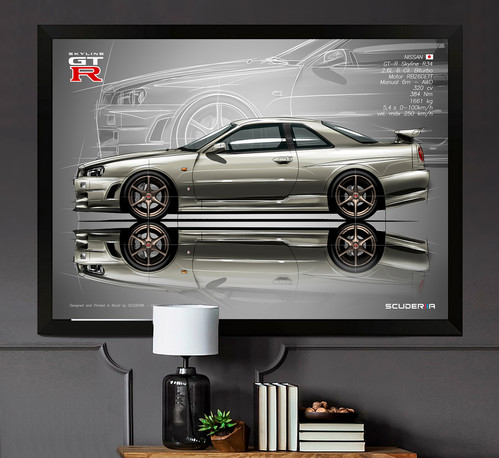 スカイラインGTR R34 part１「R34と富士山」水彩画 file.jpg