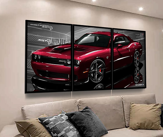 QUADRO DECORATIVO DODGE CHALLENGER SRT HELLCAT 6.2 V8