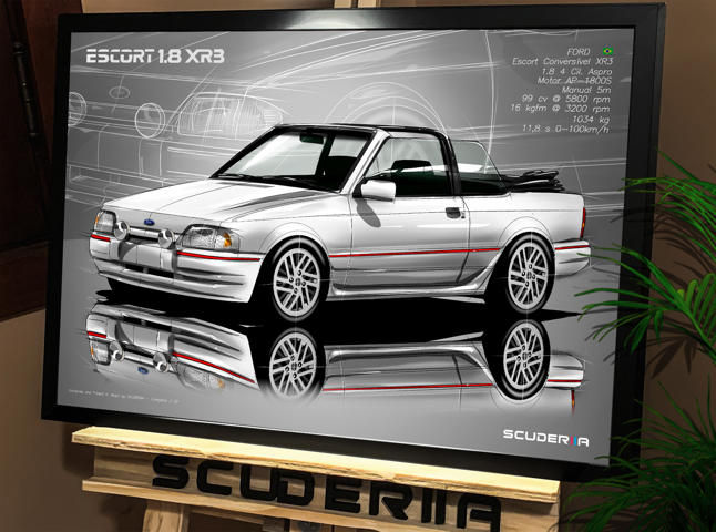 Miniatura: QUADRO DECORATIVO FORD ESCORT XR3 CONVERSÍVEL - 1990-1992 - PERSPECTIVE