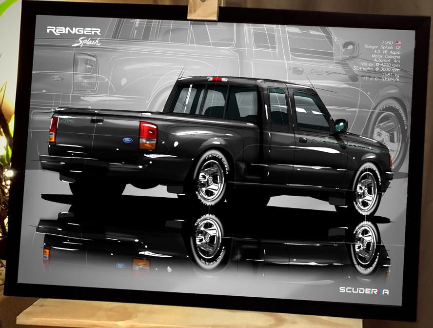 Miniatura: QUADRO POSTER FORD RANGER SPLASH 4.0 V6 CE - PERSPECTIVA TRASEIRA