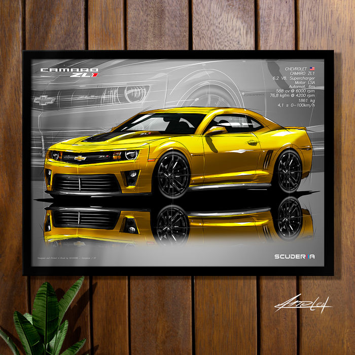 QUADRO DECORATIVO CHEVROLET CAMARO ZL1 6.2 V8 588cv 2013-2015 - PERSPECTIVE