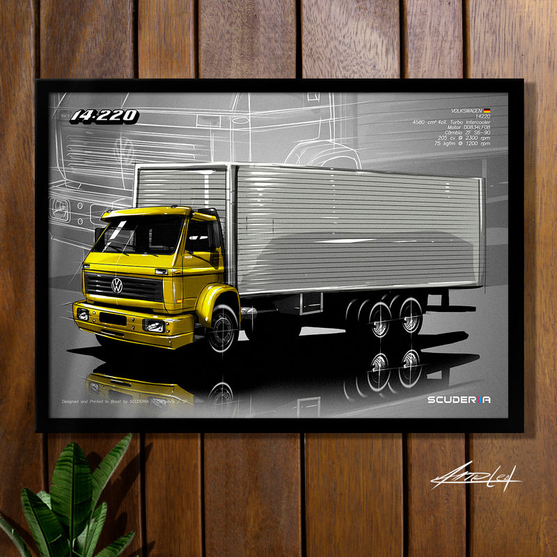 QUADRO DECORATIVO VW 14220 TRUCK BAÚ POSTER DE CAMINHONEIRO PRESENTE CRIATIVO ESTRADAS