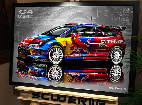 CITROËN C4 WRC Loeb レッドブル QUADRO DECORATIVO CITROËN C4 WRC SEBASTIÉN LOEB | scuderiia.com.br