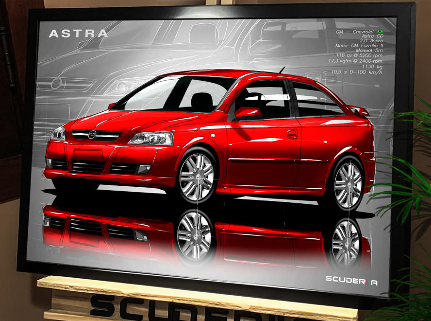 Miniatura: QUADRO POSTER CHEVROLET ASTRA CD 2.0 2P 116CV - PERSPECTIVE CARRO SCUDERIIA