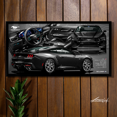 QUADRO DECORATIVO FORD MUSTANG GT PERFORMANCE V8 2024+