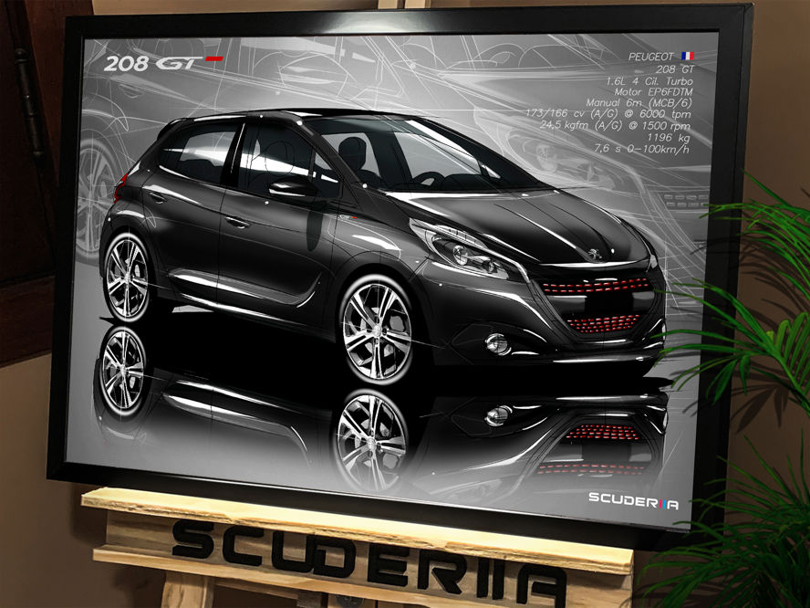 Miniatura: QUADRO DECORATIVO PEUGEOT 208 GT 1.6 THP - PERSPECTIVE HOT HATCH ESPORTIVO