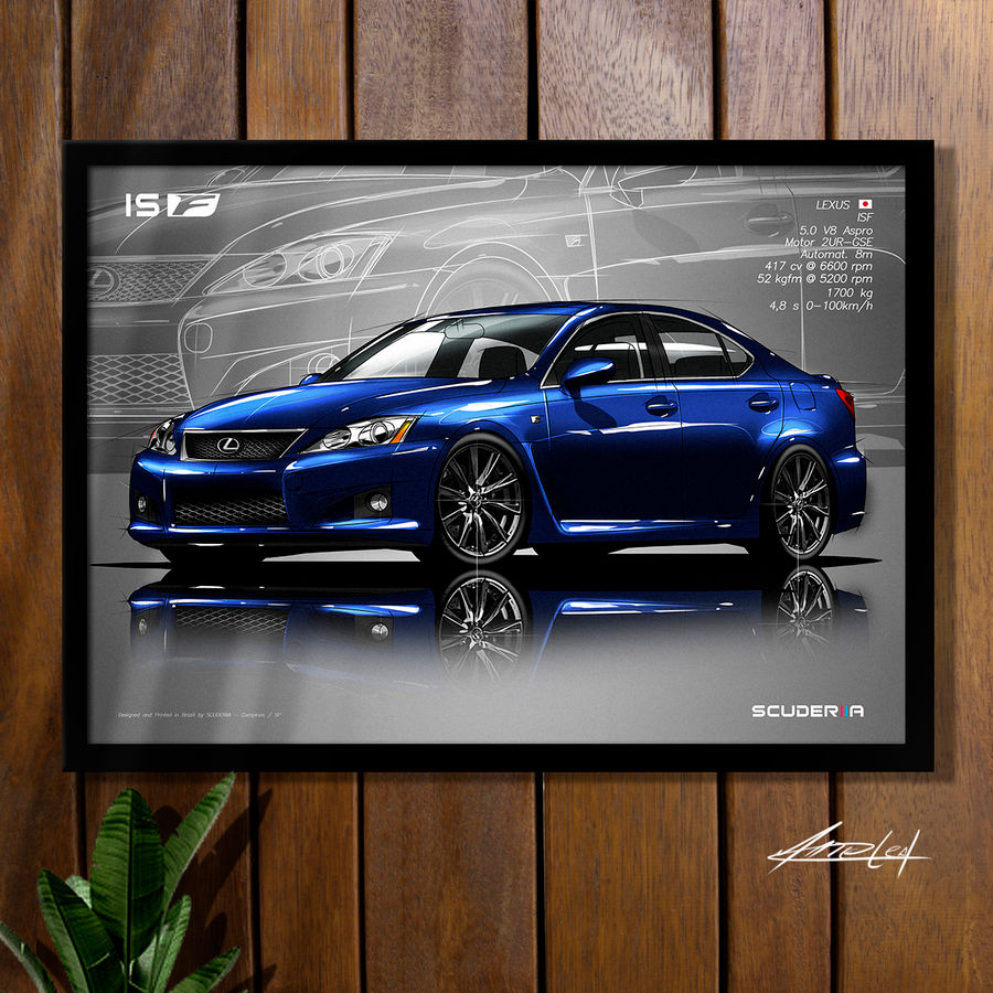 POSTER QUADRO DECORATIVO LEXUS ISF 2005-2014 ARTE DESENHO SCUDERIIA PRESENTE CRIATIVO JDM