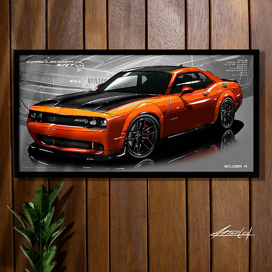 DODGE Challenger インテリア アメ車 絵 QUADRO DECORATIVO DODGE CHALLENGER HELLCAT SRT WIDEBODY