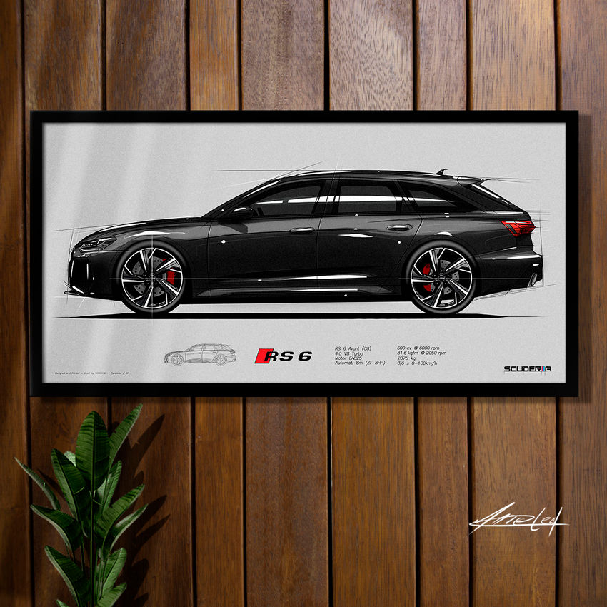 Thumbnail: QUADRO DECORATIVO AUDI RS6 AVANT GT 4.0 V8 TURBO 630 cv (C8) ARTE SCUDERIIA PARA COLECIONADOR ENTUSIASTA PRESENTE DE LUXO