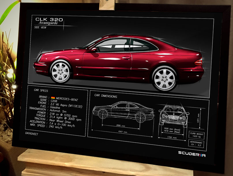 Miniatura: QUADRO DECORATIVO MERCEDES-BENZ CLK 320 AVANTGARDE 3.2 V6 C208 - DATA SHEET