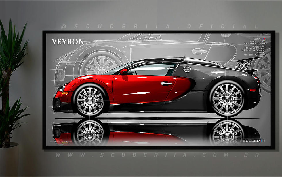 Thumbnail: QUADRO DECORATIVO BUGATTI VEYRON - SIDE STREET WIDE 87cm x 45cm