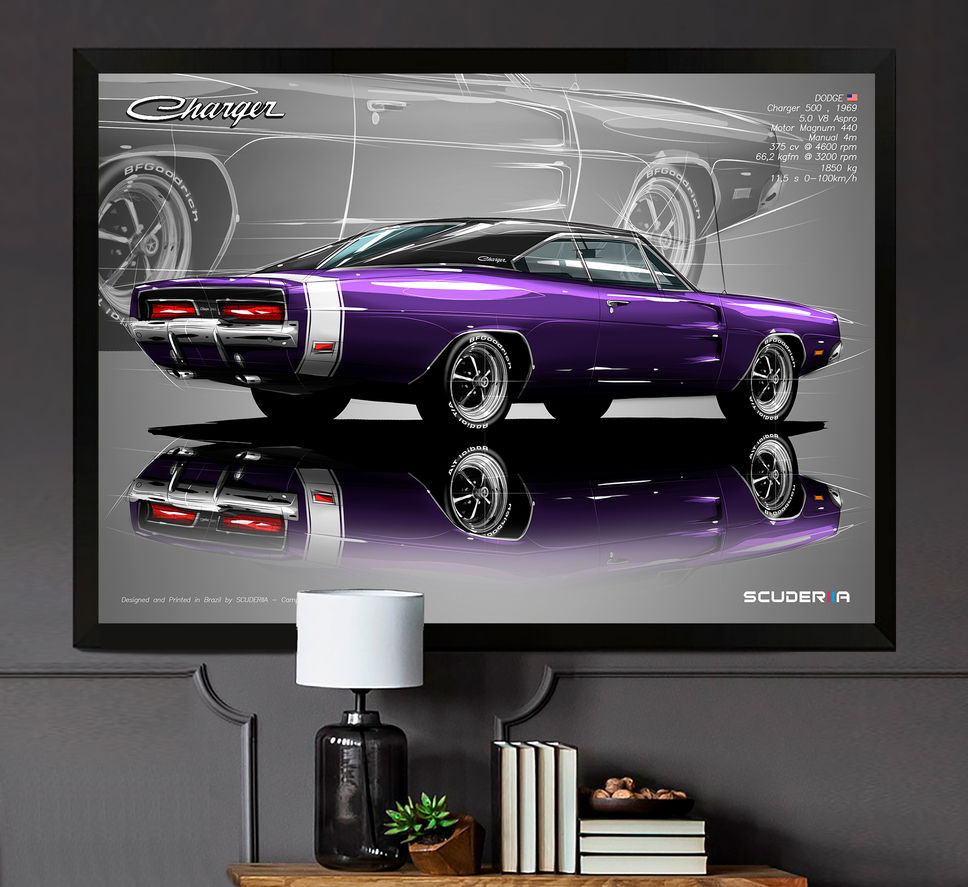Miniatura: QUADRO DECORATIVO DODGE CHARGER 500 V8 1969/1970 - PERSPE