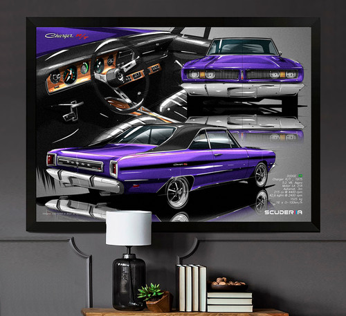 QUADRO DECORATIVO DODGE CHARGER RT 1975 5.2 V8 215cv - COMPOSITION