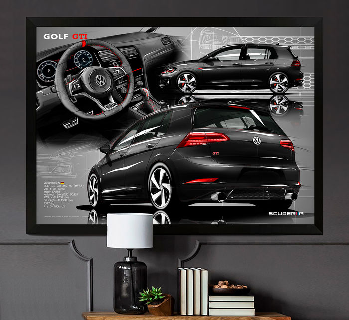 Miniatura: QUADRO DECORATIVO VOLKSWAGEN GOLF GTI 2.0 TSi (MK7,5) -COMPOSITION II