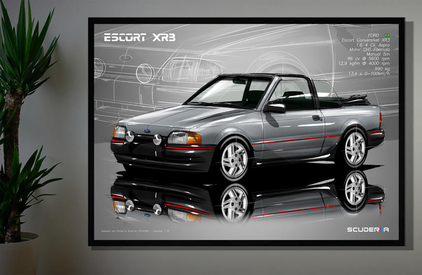 Miniatura: QUADRO DECORATIVO FORD ESCORT XR3 CONVERSÍVEL - 1987-1989 - PERSPECTIVE