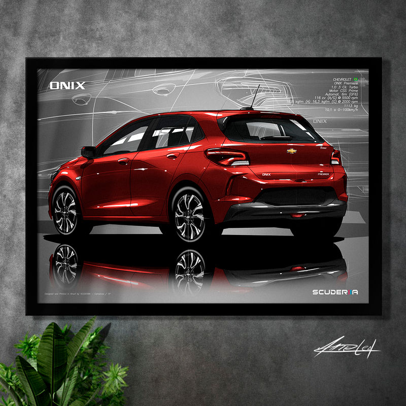 Miniatura: QUADRO DECORATIVO CHEVROLET ONIX PREMIERE 1.0 TURBO (G2) - PERSPECTIVA TRASEIRA