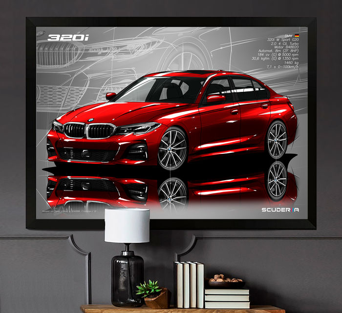 Miniatura: QUADRO DECORATIVO BMW 320i M SPORT 2.0 TURBO 184cv (G20) - PERSPECTIVE