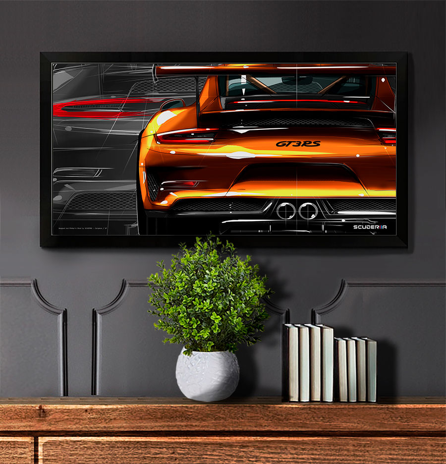 Miniatura: QUADRO DECORATIVO PORSCHE 911 GT3RS (991.2) - REAR VIEW 87x45cm ORANGE