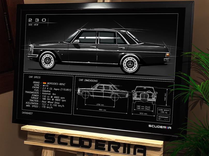 Miniatura: QUADRO DECORATIVO MERCEDES-BENZ 230 (W115) - DATA SHEET