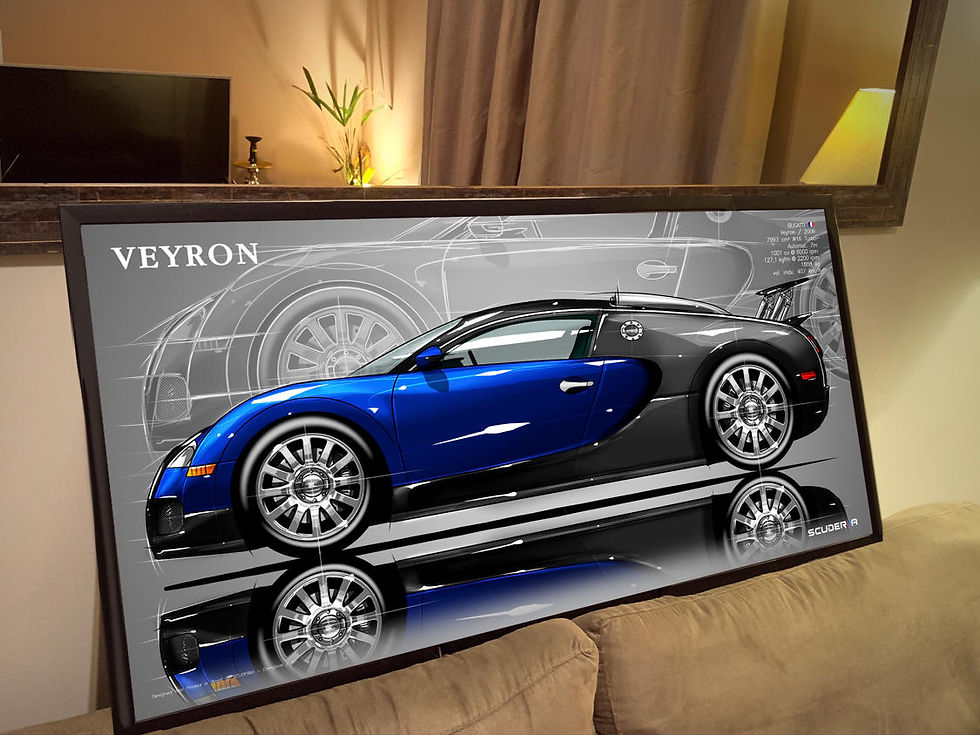 Thumbnail: QUADRO DECORATIVO BUGATTI VEYRON - SIDE STREET WIDE 87cm x 45cm