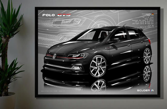 Thumbnail: QUADRO POSTER VOLKSWAGEN VW POLO GTS 1.4 TSi MK6- PERSPECTIVE