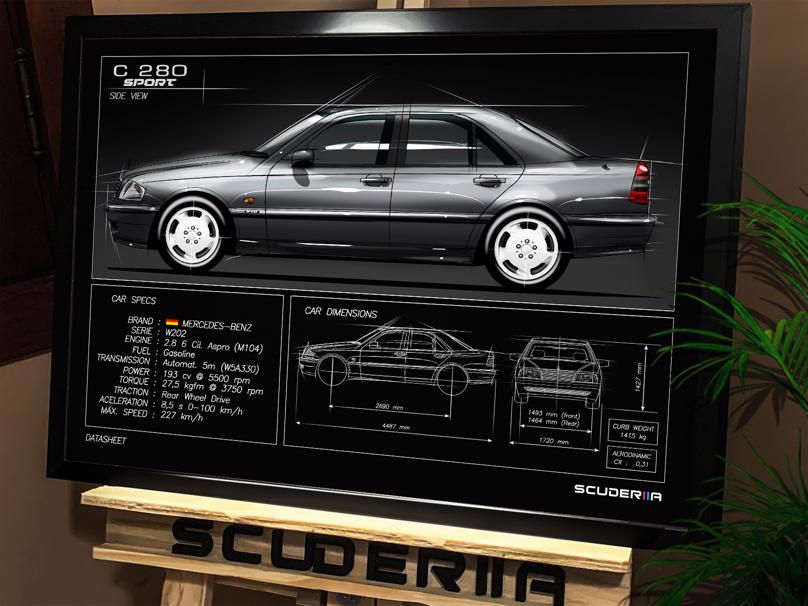 Miniatura: QUADRO DECORATIVO MERCEDES-BENZ C 280 SPORT 2.8 6 Cil 193 cv (W202) - DATA SHEET