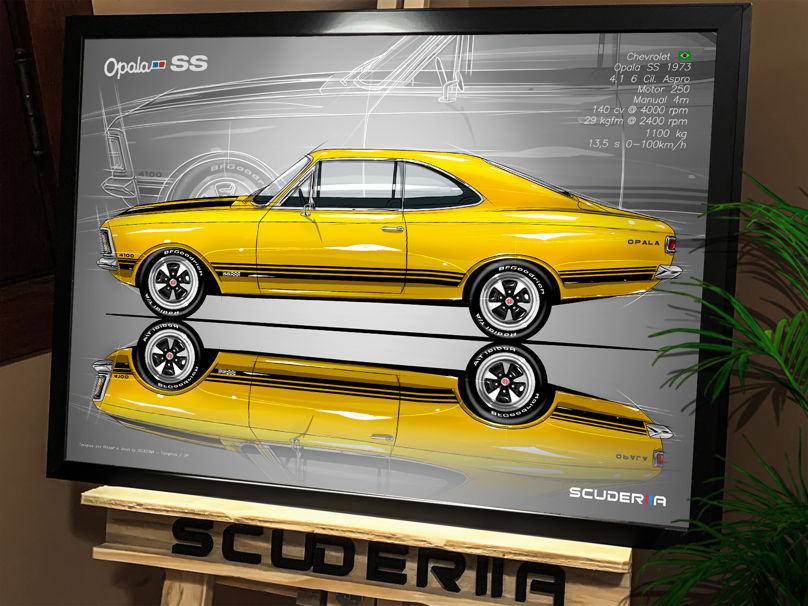 Thumbnail: QUADRO DECORATIVO CHEVROLET OPALA SS 1973 4.1 (6 Cilindros) - SIDE STREET AMARELO ORION