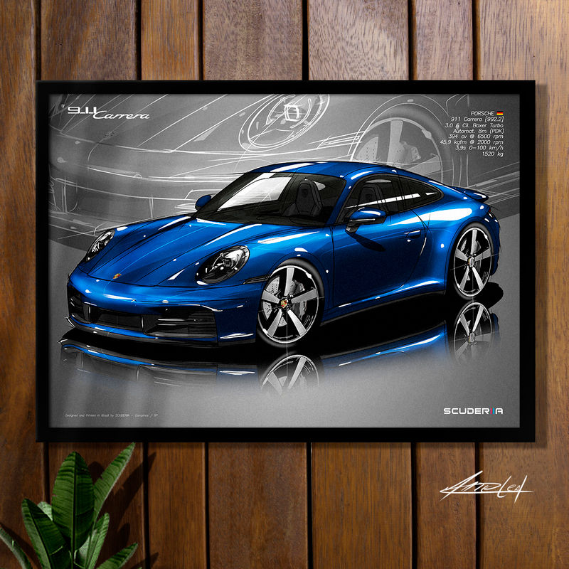 Miniatura: QUADRO DECORATIVO PORSCHE 911 CARRERA 3.0 (992.2) - PERSPECTIVE POSTER PORSCHE BRASIL STUTTGART