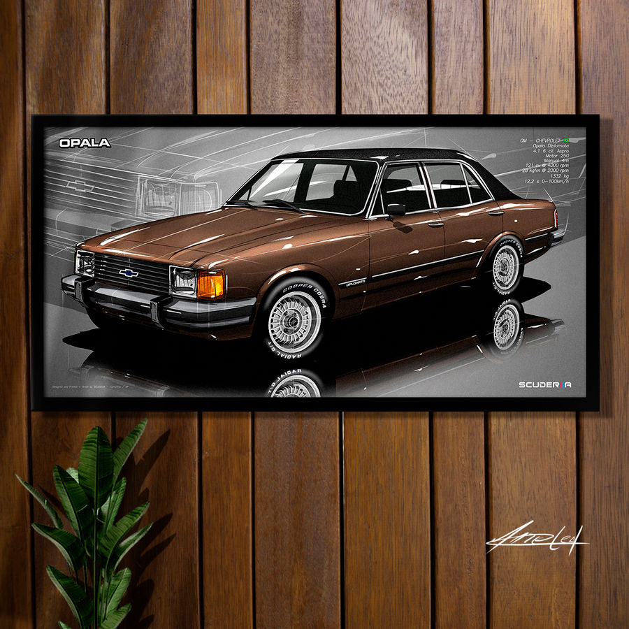 Miniatura: QUADRO POSTER DECORATIVO CHEVROLET OPALA DIPLOMATA SEDAN 4P 4.1 6CC 80-84 ILUSTRAÇÃO ARTE SCUDERIIA CARRO ANTIGO PRESENTE