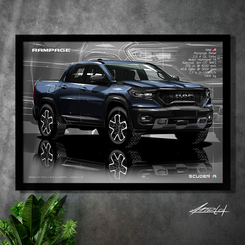 QUADRO DECORATIVO RAM RAMPAGE REBEL 2.0 TURBO - PERSPECTIVE