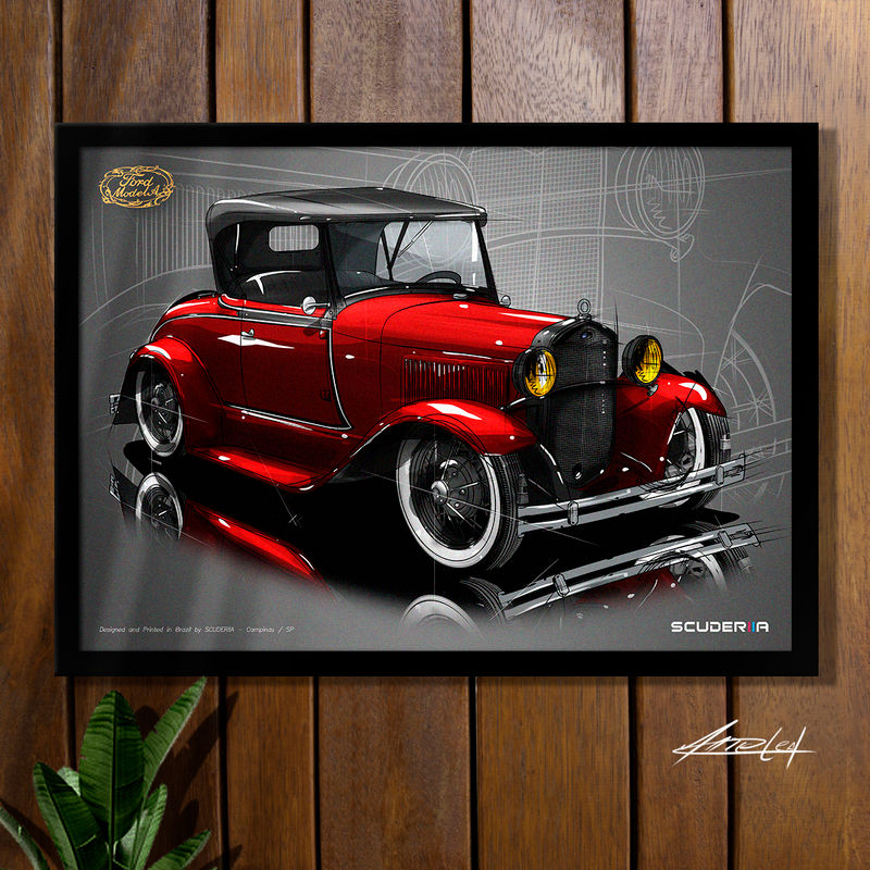 QUADRO DECORATIVO FORD ROADSTER 1929 CUSTOM by SCUDERIIA - PERSPECTIVE FORDINHO 29