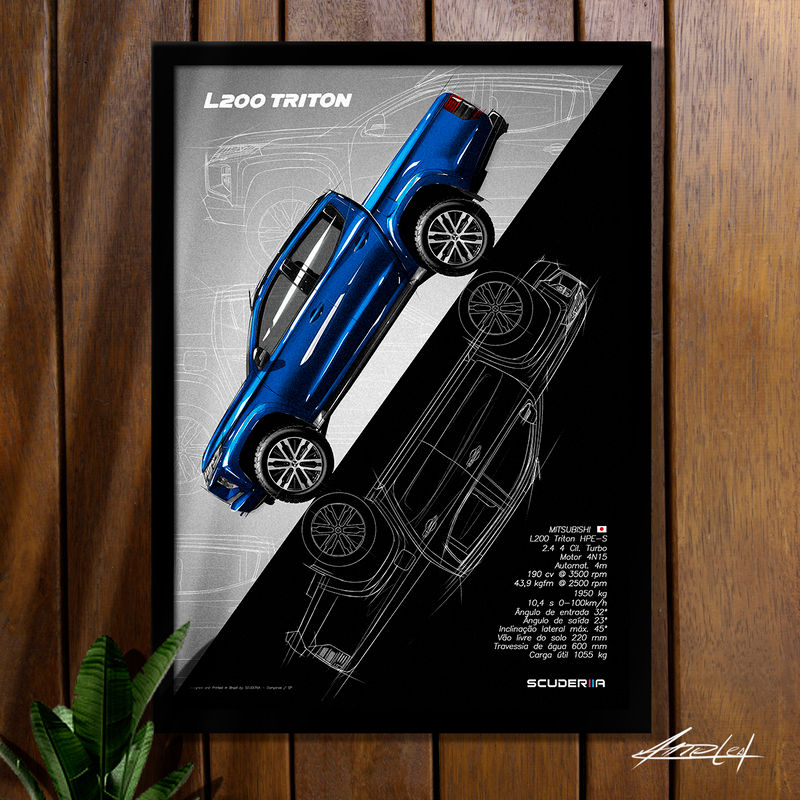 QUADRO DECORATIVO MITSUBISHI L200 TRITON HPE-S 2.4 190cv - GRADIENT STREET POSTER AUTOMOTIVO PRESENTE DIA DOS NAMORADO PAIS