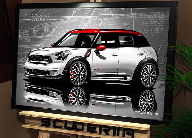 Miniatura: QUADRO DECORATIVO MINI COUNTRYMAN JCW 1.6 16V TURBO 218cv (R60) - PERSPECTIVE